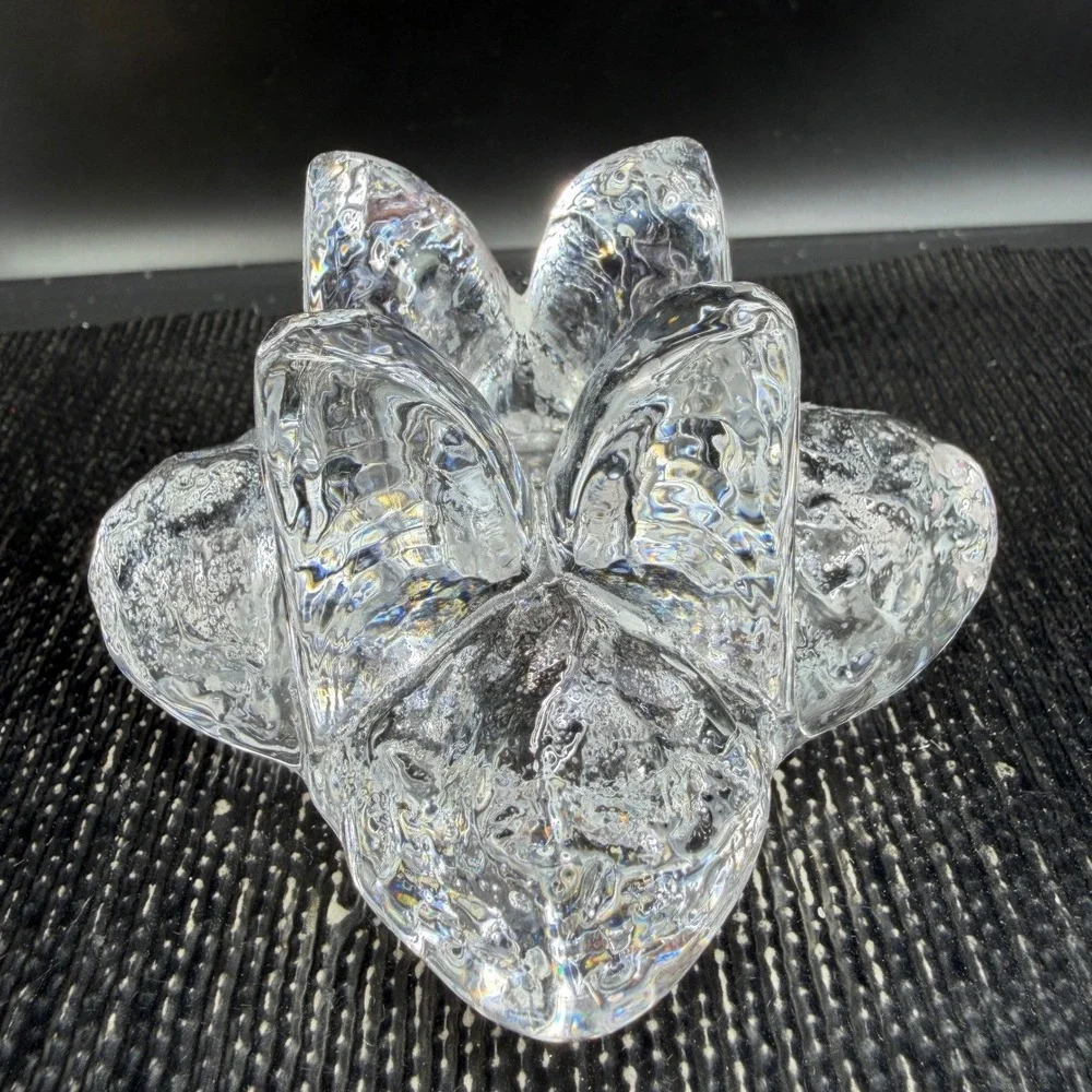Kosta Boda Crystal Snowstar Taper Candle Holders Set 2 Ann Warff Art Glass Clear
